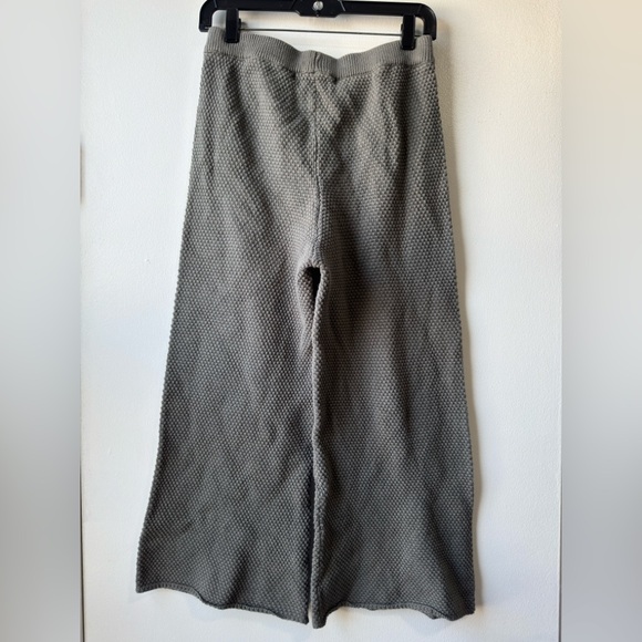Free People  Beach Hailee Sweater Khaki Waffle Cropped Beige Wide Leg Knit Pants - Picture 8 of 9